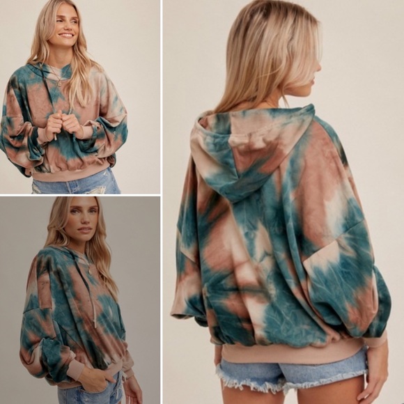 297. Hem & Thread Anthro Tie Dye Hooded Sweatshirt/Sweatpant Set NWT - Picture 2 of 11